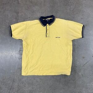 Point Zero Y2K Short Sleeve Yellow Polo Shirt Men's S
